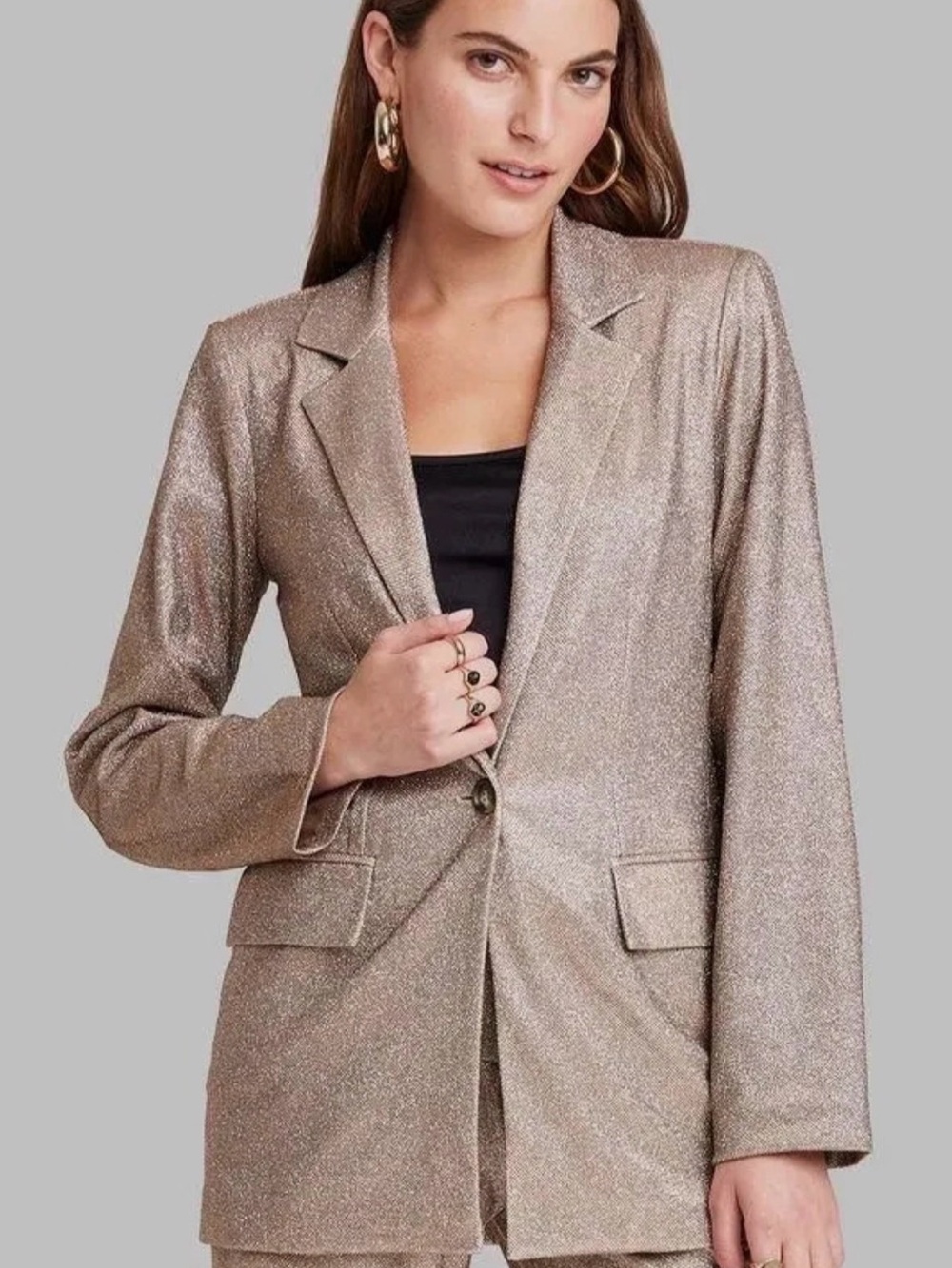 wild fable Shimmery Gold-Tone Blazer